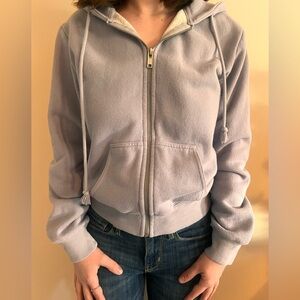 BRANDY MELVILLE CROPPED LIGHT BLUE ZIP UP JACKET CHRISTY HOODIE (one size)